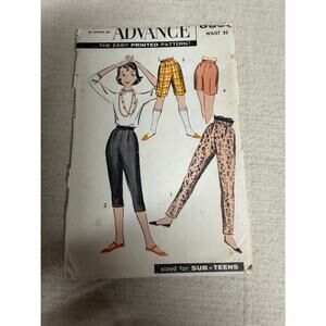 Vintage Advance 8595 Sewing Pattern Capri Pants Shorts Waist 25 Complete MidCent
